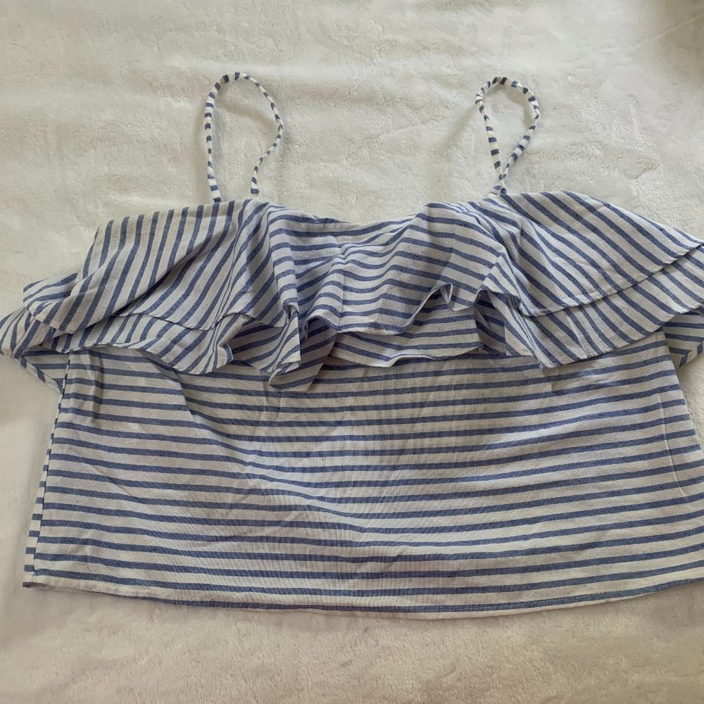 Stripped top with ruffle